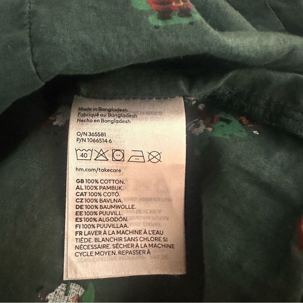 H&M Boys Santa Christmas Holiday Green Button Down Dress Shirt Size 7 Kids - Picture 6 of 6